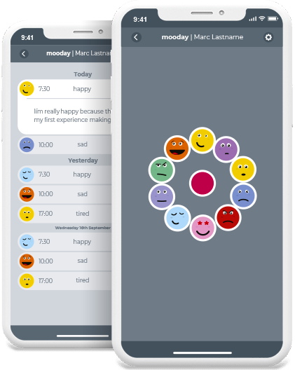 Mooday app running on iPhone