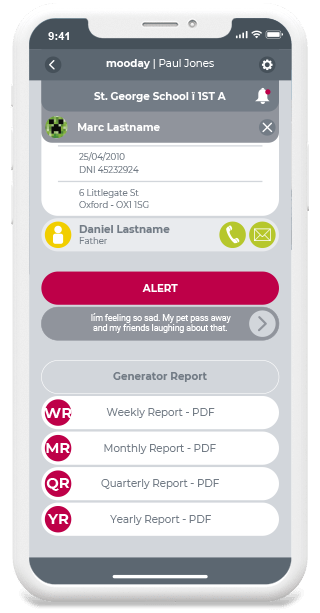 mooday app features - Alerts